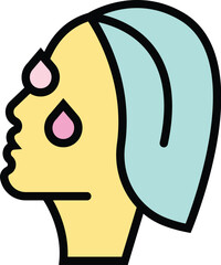 Woman face skin icon outline vector. Facial care. Medical collagen color flat
