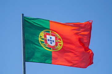 Portugal flag blowing in the wind