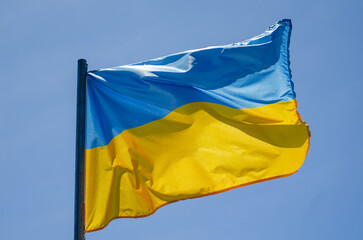 ukraine flag blowing in the wind