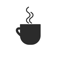 Coffee Cup or Mug Icon, Hot Drink Silhouette Vector Illustration  