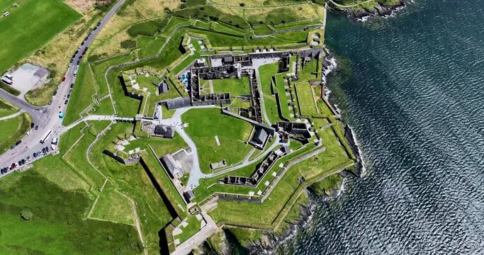 Old Charles Fort next to Bandon riverbanks in Kinsale, Ireland 4k