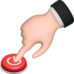 A man pressing a power button. hand cursor.