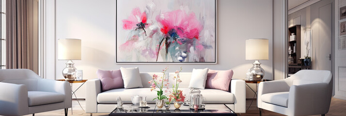 A bright and colorful floral living room den