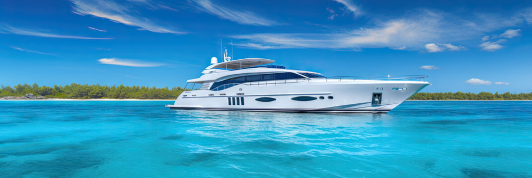 A luxury yacht cruising through the ocean blue