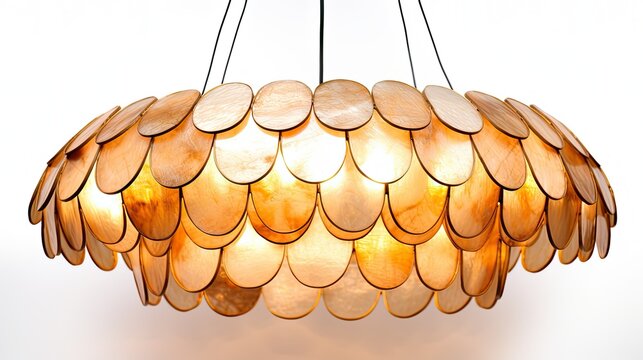 Design home ceiling lamps capiz honey chandelier isolated on white background