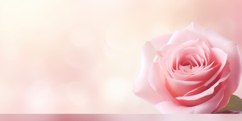 Soft Pink Floral Banner Design with Ping Rose and Text Copy Space - Generative ai