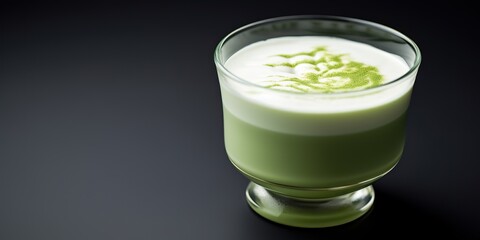 Obraz na płótnie Canvas AI Generated. AI Generative. Japanese asian food cup matcha latte art on simple background. Healthy drink beverage