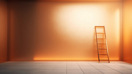 Abstract luxury background, Minimalistic copper architectural background with ladder, Modern futuristic design for poster, cover, branding, product showcase, AI Generated.