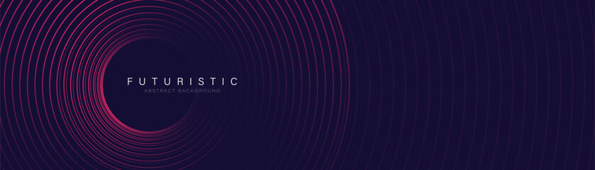 Fototapeta Futuristic abstract background. Glowing circle lines design. Swirl circular lines element. Future technology concept. Horizontal banner template. Suit for cover, banner, website. Vector illustration obraz