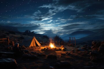 Under the Starry Veil: Campsite's Evidences, Backpack and Campfire Speak of Silent Wanderer Generative AI