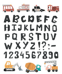 Track road alphabet, numbers and baby cars