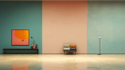 Wallpaper for desktop, background, interior wall, green, pink, copy space, small sofa, artwork, design items, Rothko style
