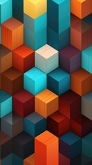 A bunch of different colored cubes on a black background. Digital image.