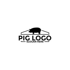 Pig logo icon design template vector,Pork Pig logo design