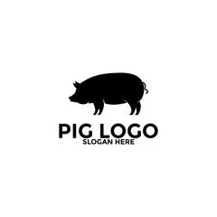 Pig logo icon design template vector,Pork Pig logo design
