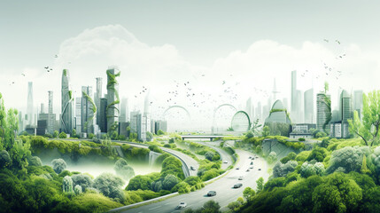 Fototapeta na wymiar City dedicated to sustainable engineering and environmental responsibility. Generative AI