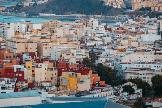 Close up view of the downton of Ceuta, spanish city in the north of Africa
