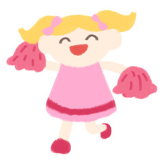 pink cheerleader girl cheers cute minimal kid child victory