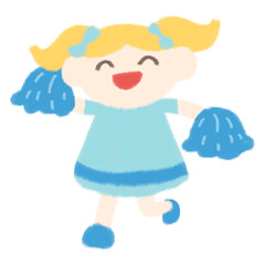 blue cheerleader girl cheers cute minimal kid child victory