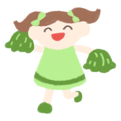 green cheerleader girl cheers cute minimal kid child victory