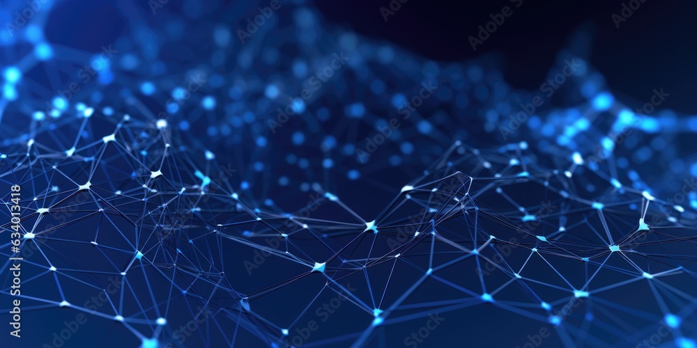 Aufkleber 3d network connections with plexus design blue background wallpaper. generative ai image weber.