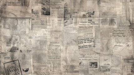 old dirty newspaper pasted on the wall. Generative Ai.