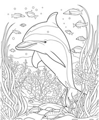 Dolphin coloring pages for sea life