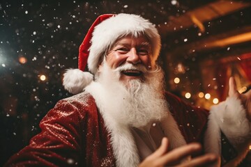 A lively Christmas party featuring Santa Claus 