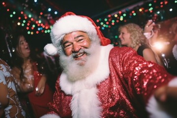 Fototapeta na wymiar A lively Christmas party featuring Santa Claus 