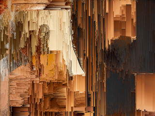 Glitch digital texture computer generated art in abstract expressionist style