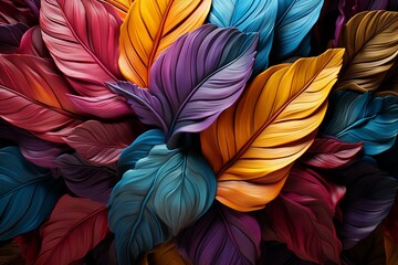 Tropical leaves backdrop blends gradients, creating a vibrant, natureinspired color spectrum Generative AI