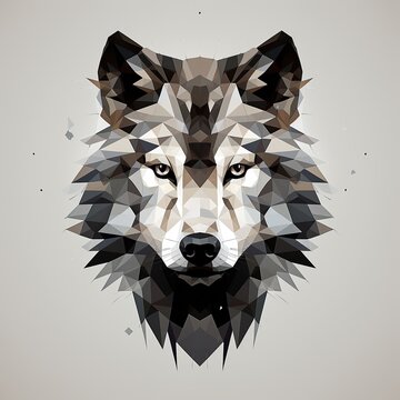 abstract portrait of a wolf in low polygon style