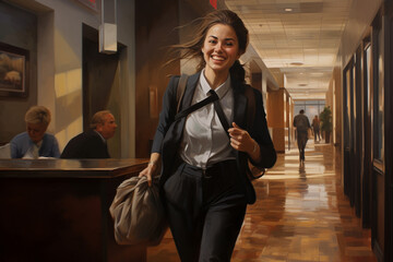 The office worker leaving for the day with a sense of accomplishment and satisfaction 