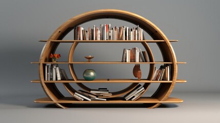Bookshelves with adjustable shelves, interior. Created using Generative AI technology.