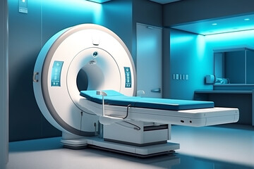 MRI and CT scan in a white room in a hospital is a health concept suitable for medical equipment and health care.