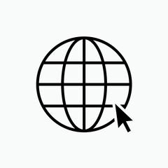 Browser Icon. Globe and Cursor Symbol - Vector.