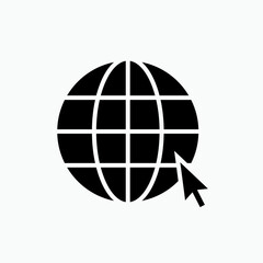 Browser Icon. Globe and Cursor Symbol - Vector.