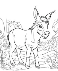 Donkey coloring page for kids