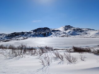 Fototapeta na wymiar winter landscape, beyond the Arctic Circle