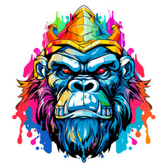 Portrait of gorilla king in vector pop art style.