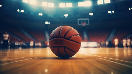 Basketball in the sport arena, blurred background, . Created using Generative AI technology.