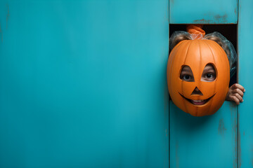 halloween jack o lantern with pumpkin face Free space  text