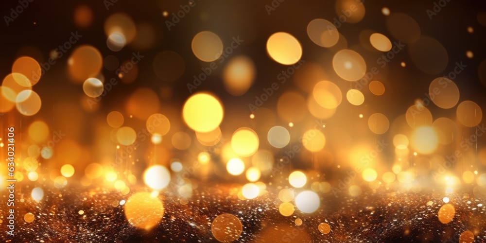 Poster a gold abstract bokeh background. generative ai image aig30.