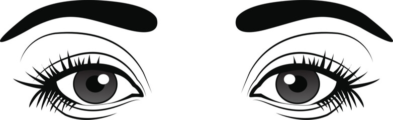 Free vector eyes expression line art front view