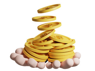 3d render illustration. Finance, investment, money growth, finance cartoon character.
