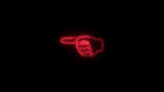 Beautiful Neon Red Line OK Hand Gesture Icon Isolated on Dark Background. 4K HD Video Animation.