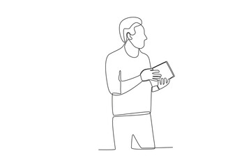One continuous line drawing of a Library customers are looking for books
