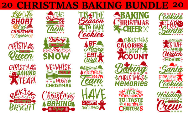 Christmas typography t shirt bundle ,  Christmas Baking Svg Bundle , Holiday Baking Svg Bundle