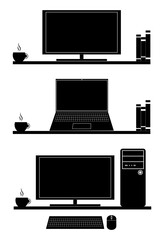 vector illustration modern monitor, computer, laptop,  tablet on a white background