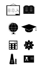 Online Education: thin vector icon set, black and white kit